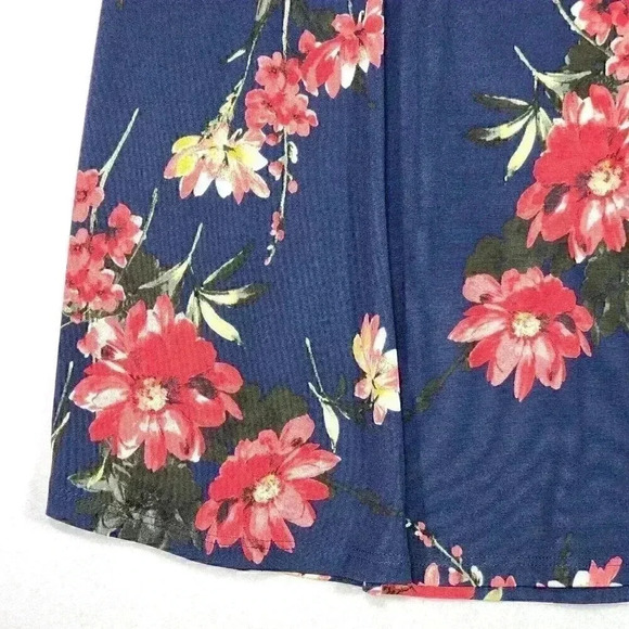 PAPERMOON Strappy Tank Top‎ 2X Navy Blue with Red Yellow White Floral Flowy Soft - Picture 2 of 11